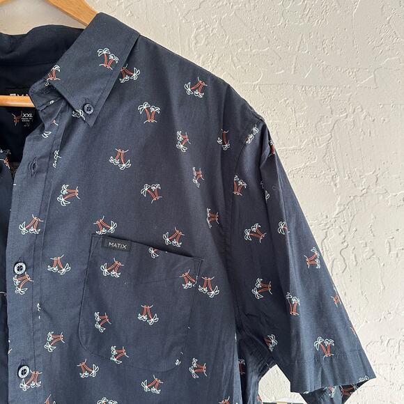 MATIX | Palm Tree Print Short Sleeve Short NEW Men’s XXL Button Down Aloha - Picture 2 of 9